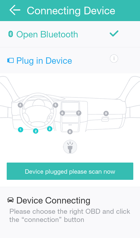 Scan for the OBDII Bluetooth device